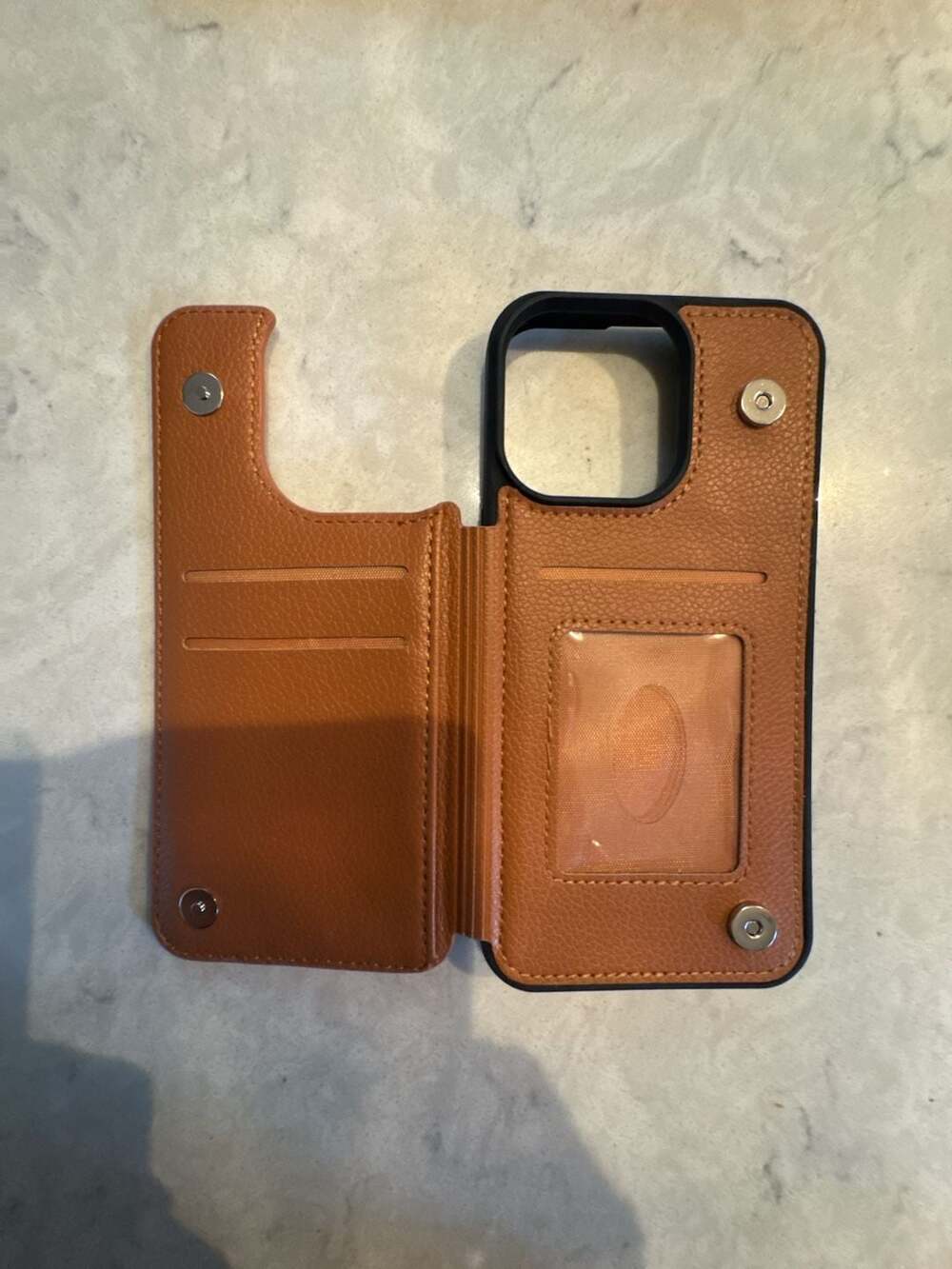 Arae iPhone 15 Pro Max 6.7 Case Light Brown Leather Wallet Case